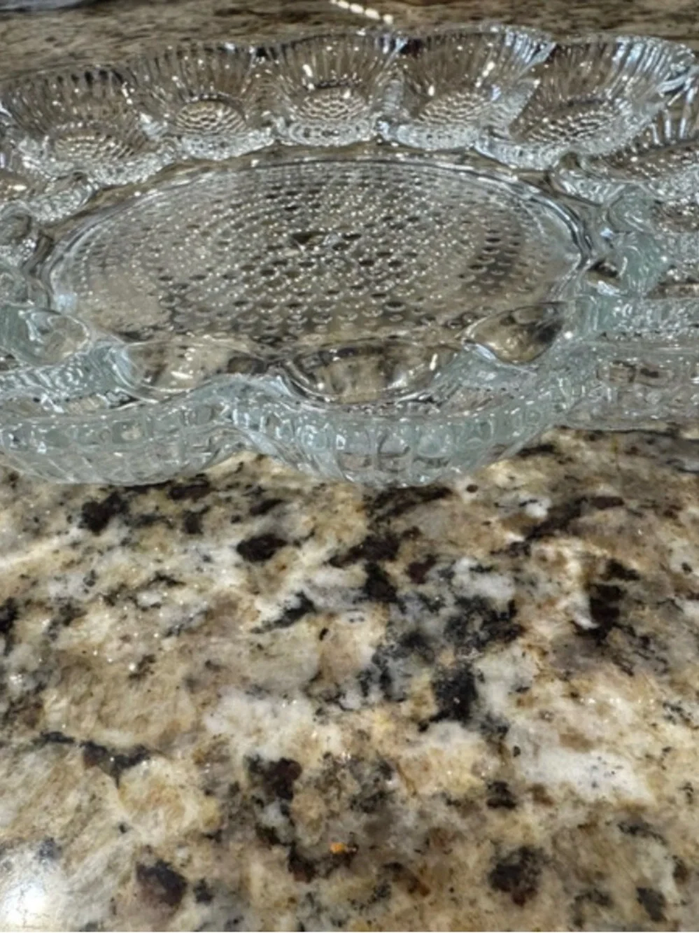 Vintage Clear Pressed Glass Deviled Egg Serving Plate 15 slots
